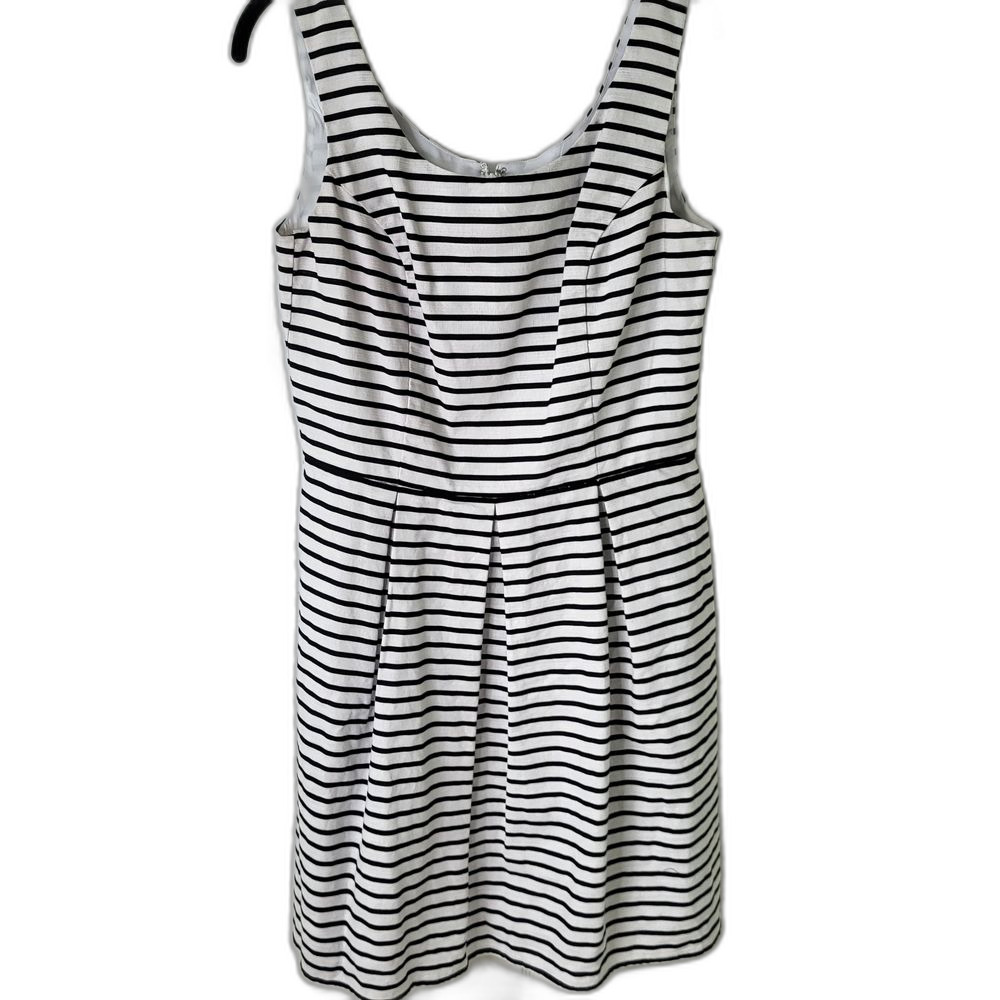 Classic Black and White Striped Dress - Size 10